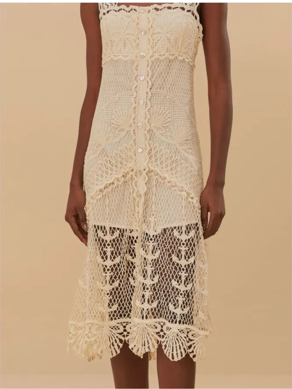 NWT Stunning Farm Rio Off White Nautical Guipure Maxi Dress, size M. - Picture 5 of 12
